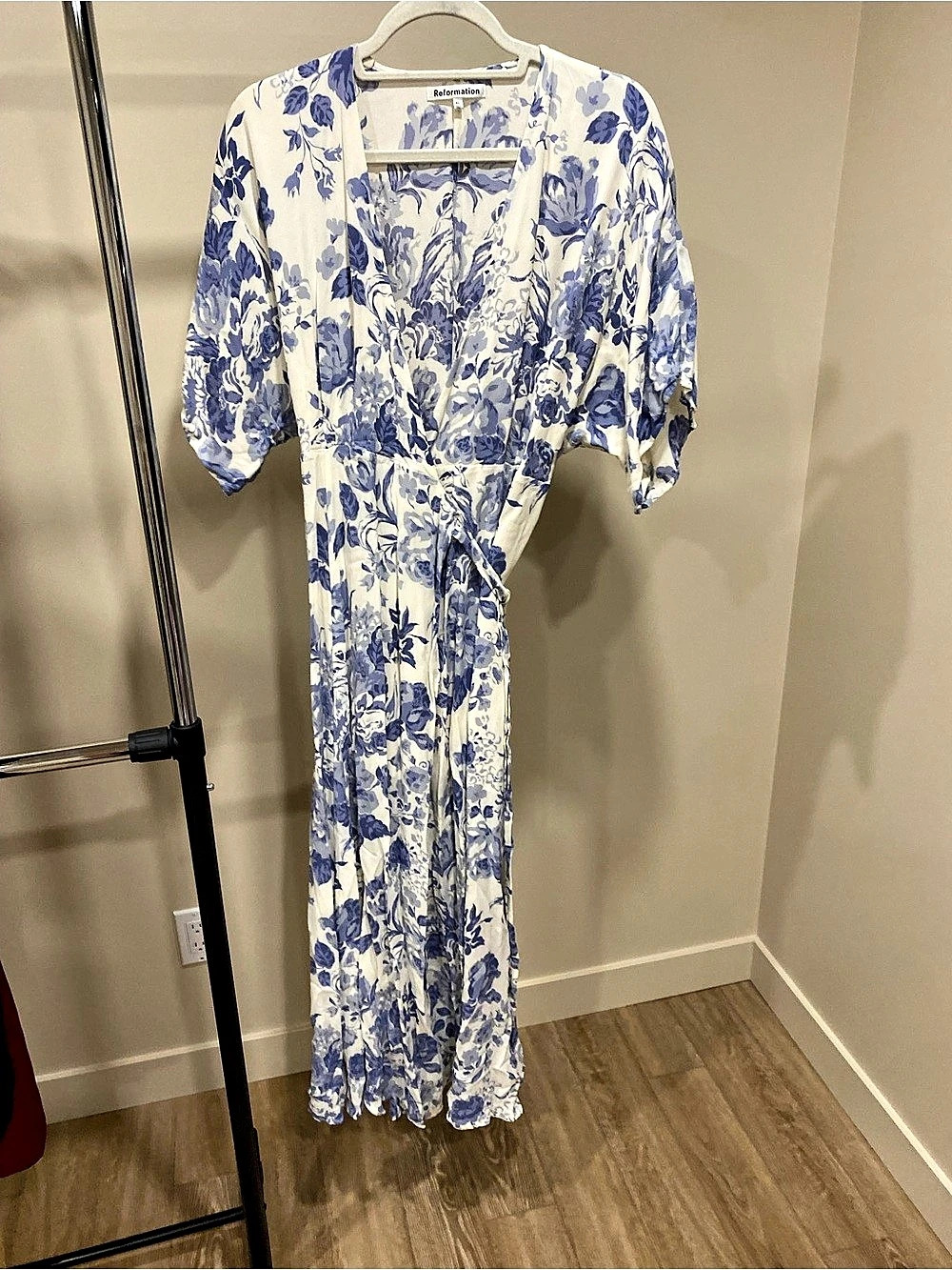 Reformation Winslow Dress Floral Maxi Blue & White XL